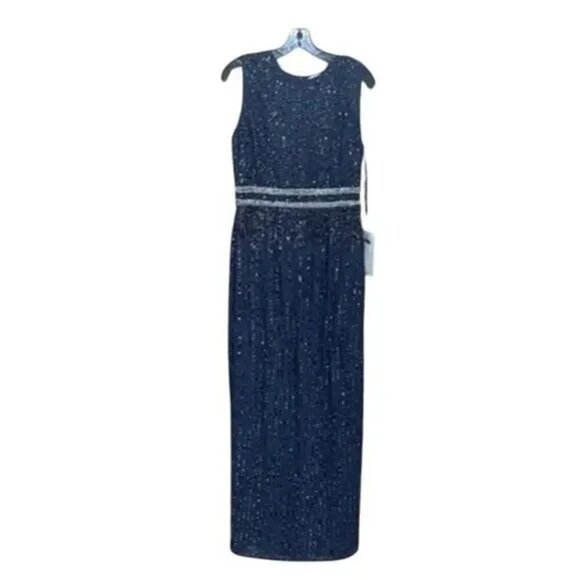 NWT MAC DUGGAL Dress 0 Evening Gown Sequin Beaded NEW Navy Blue Sleeveless #7967 - Picture 2 of 12